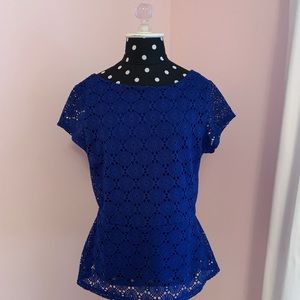 Blue Lace Peplum Top